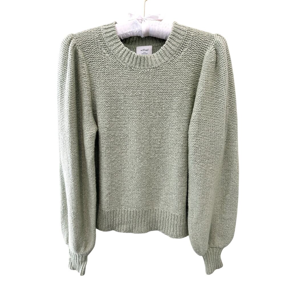 ARITZIA Wilfred Alpaca Blend Sage Green Puff Sleeve Atwood Sweater | XXS - Picture 2 of 9